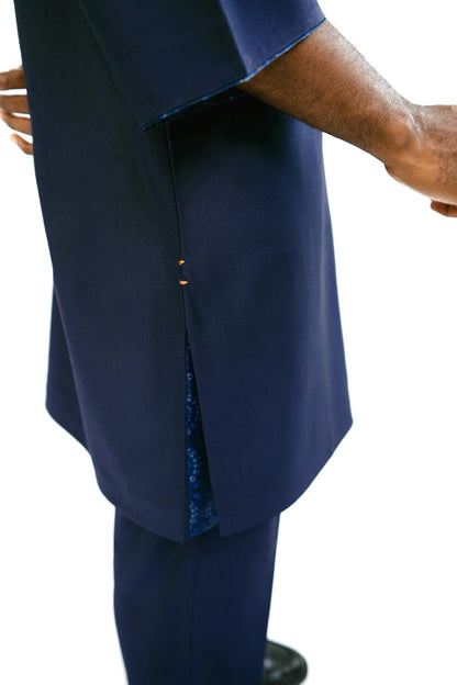 Navy blue neck beaded Native