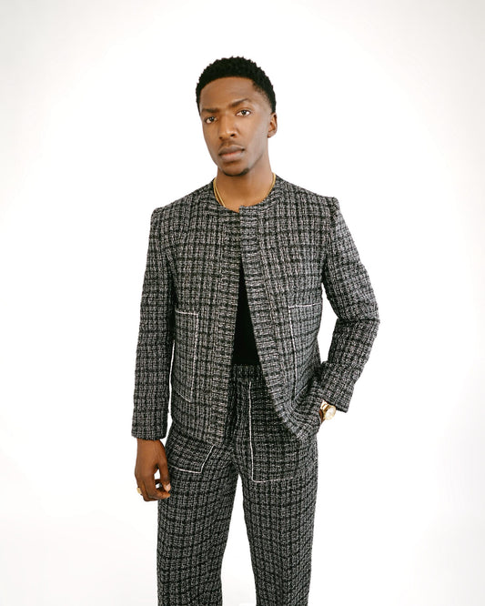 Black Tweed Trucker Jacket and Pants