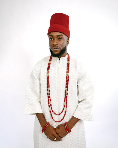 Ivory and Red Isi Agu Traditional
