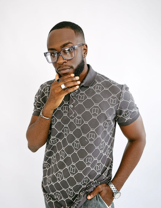 Grey Full Print Polo