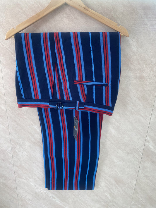 Navy Blue and Red Stripe Asoke Pant