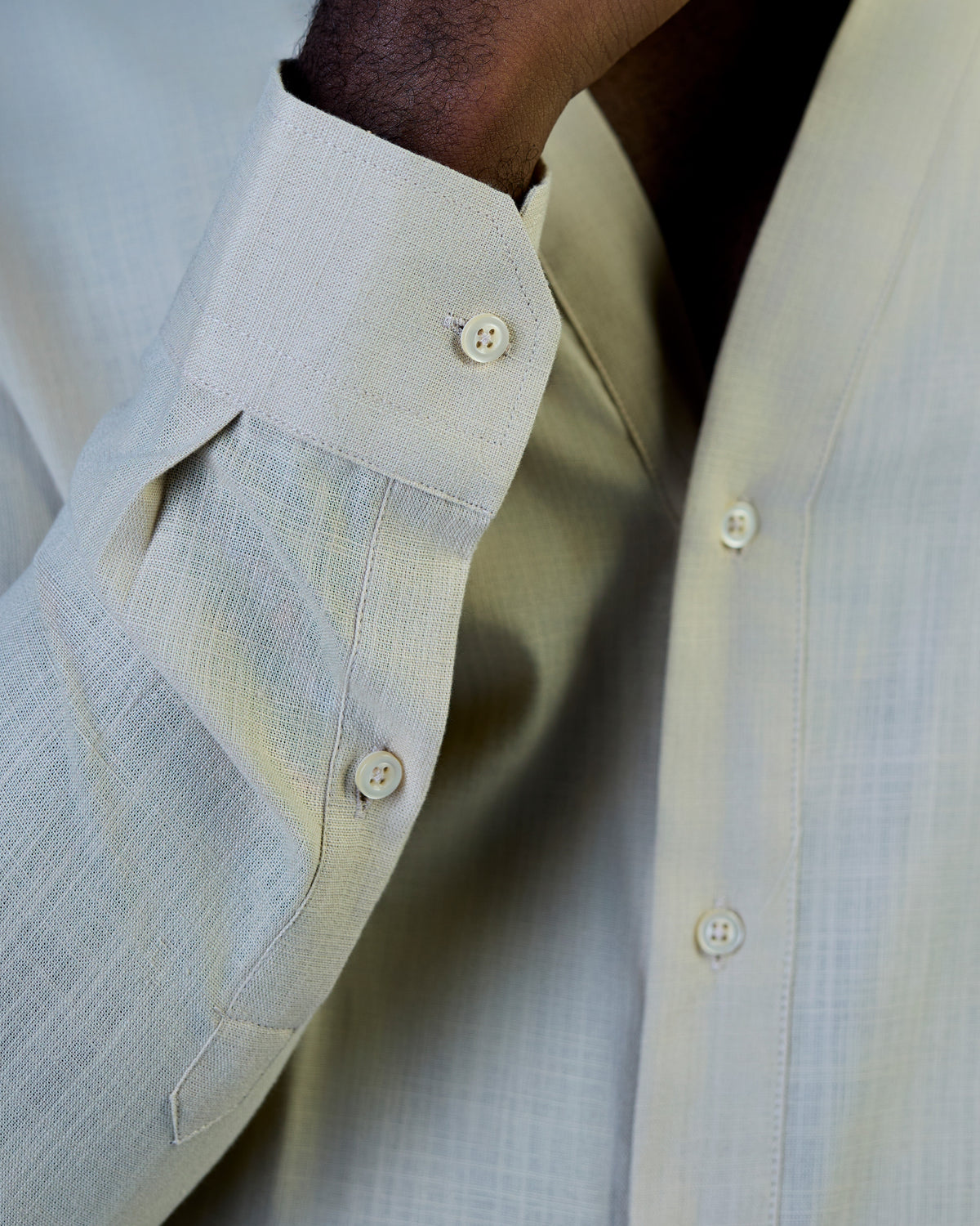 Beige Linen V-neck Shirt