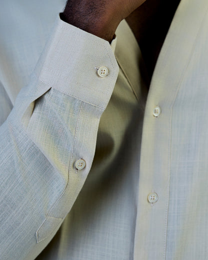 Beige Linen V-neck Shirt