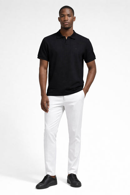 Black knitted vneck polo shirt