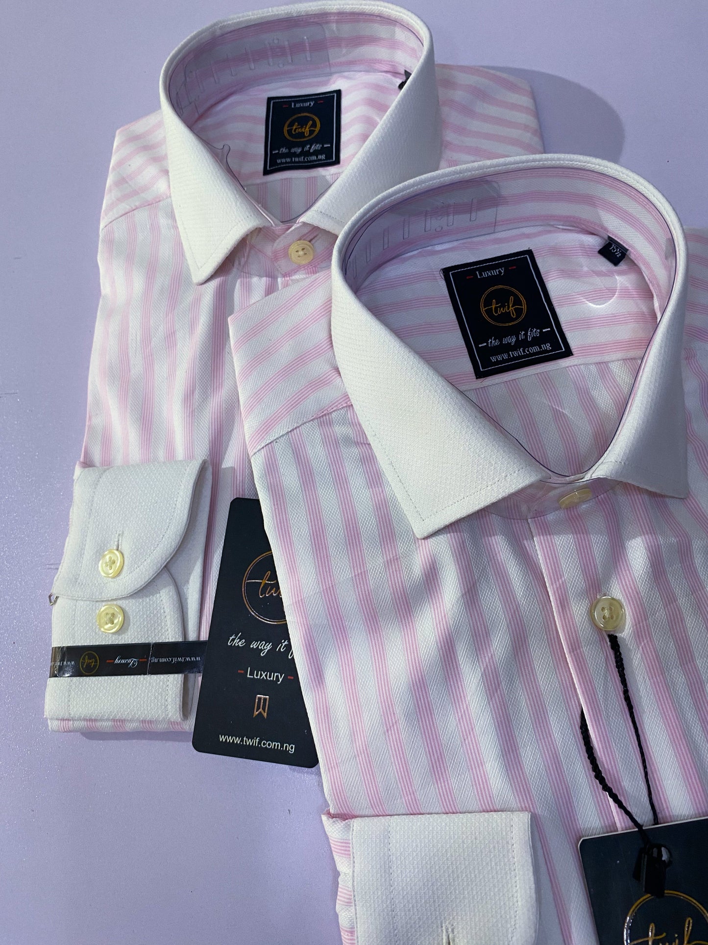 🎁 Light pink strip collar long sleeve shirt (100% off)