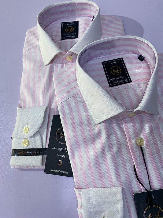 🎁 Light pink strip collar long sleeve shirt (100% off)