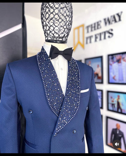 Navy Blue Beaded Tuxedo