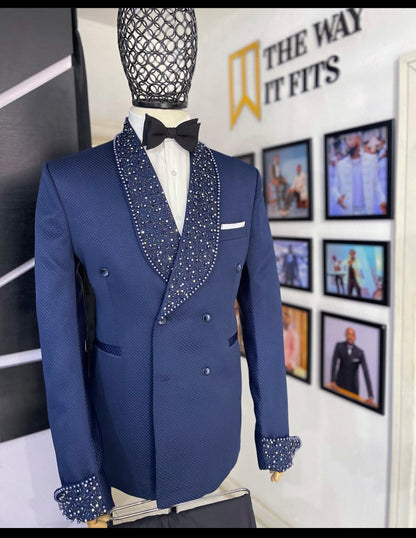 Navy Blue Beaded Tuxedo