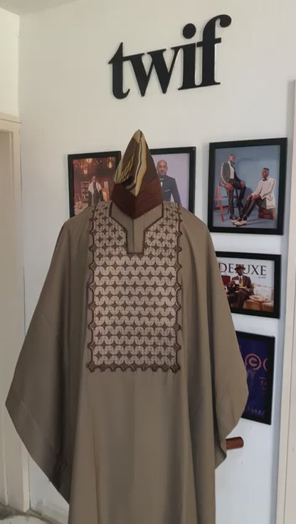 Brown three quarter sleeve Agbada