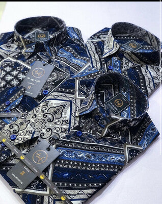 Blue Aztech Print Long Sleeve Shirt