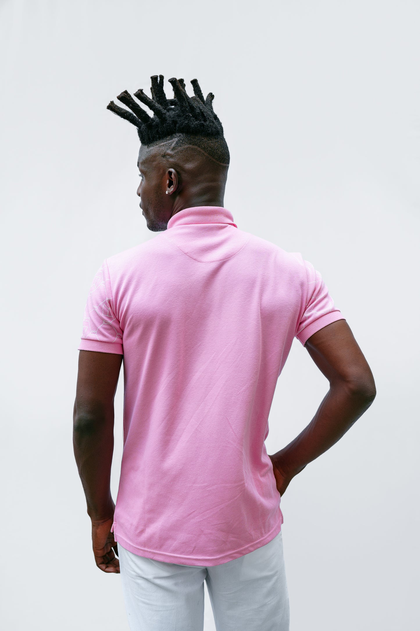 Pink signature printed sleeve polo