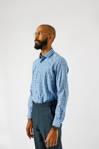 Midnight blue checkered shirt