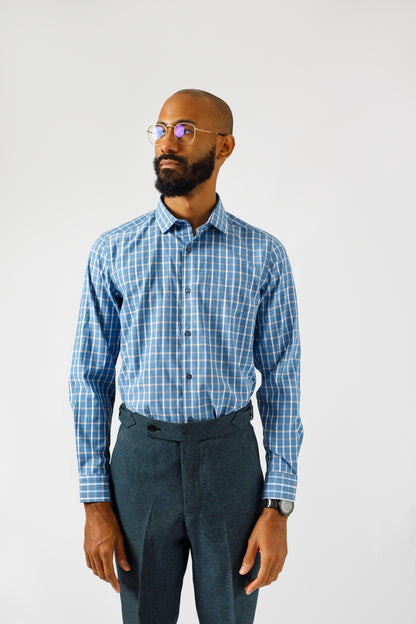 Midnight blue checkered shirt
