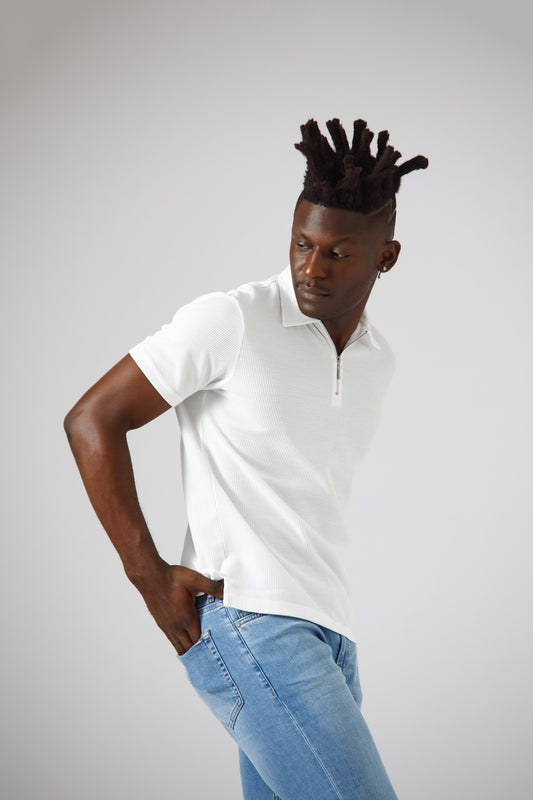 White knitted polo