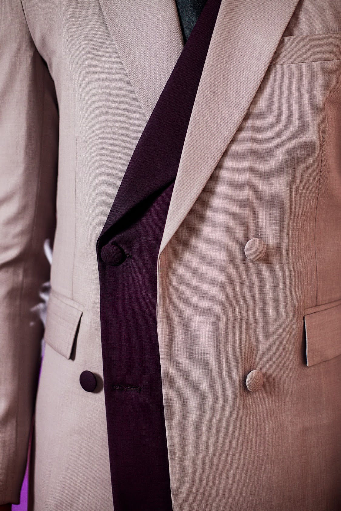 Lilac Ddouble Breasted Suit, Purple Details and Pant