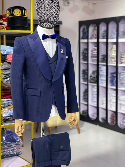 Navy blue Jaquard tuxedo