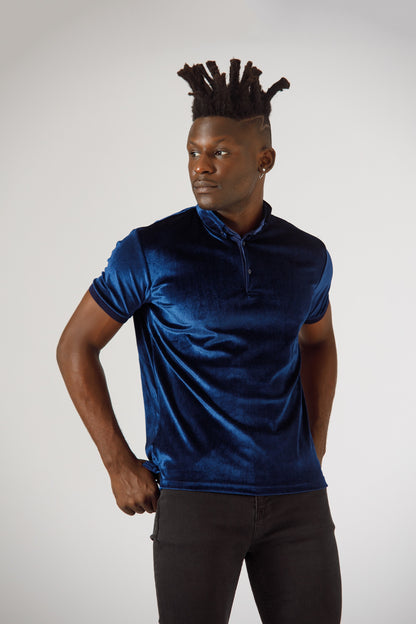 Blue velvet polo