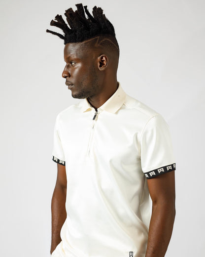 Ivory (off white) signature satin 2pc polo set and joggers