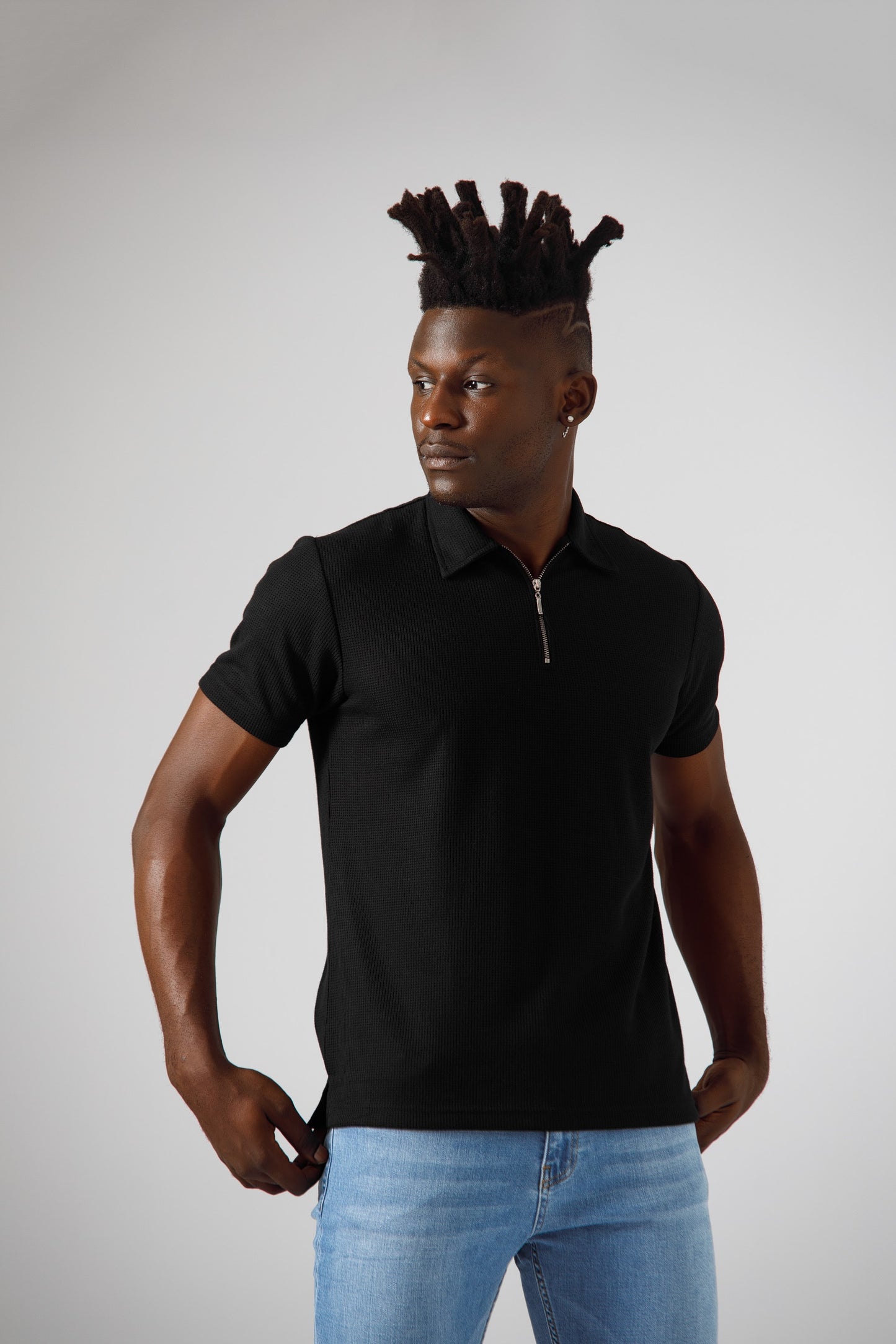 Black knitted polo with Zipper