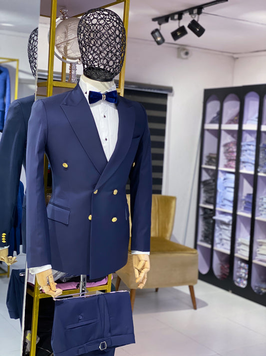 Navy Blue Double Breasted Suit