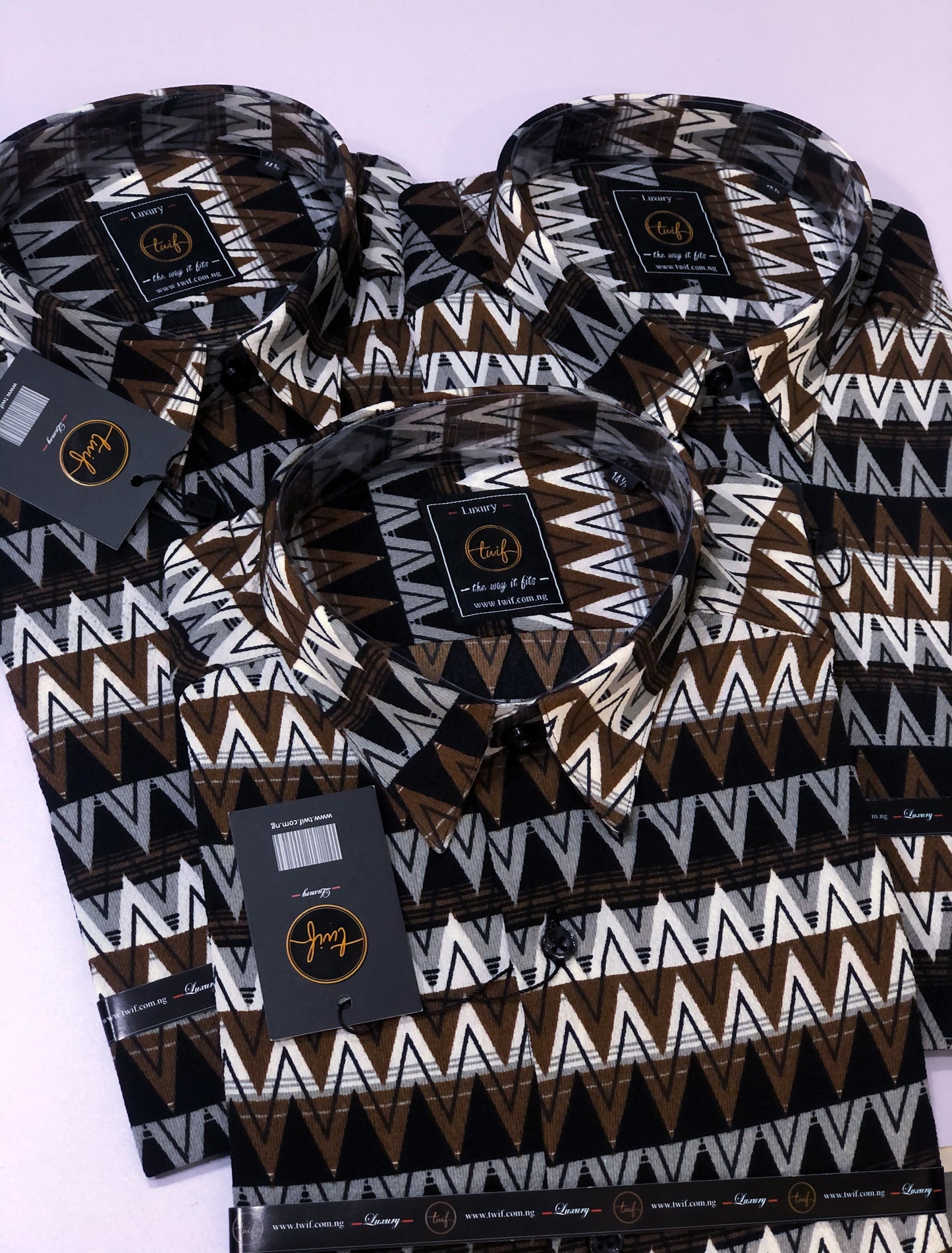 Brown & Black Aztech Silk short sleeve Shirt